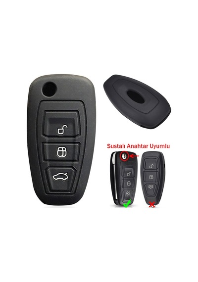 Ford Focus Mondeo Fiesta Kuga Anahtar Uyumlu Silikon Oto Anahtar Kumanda Kabı Kılıf Siyah Altın