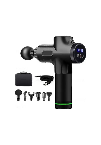6 Başlıklı Led Ekranlı Şarjlı Darbeli Masaj Tabancası
