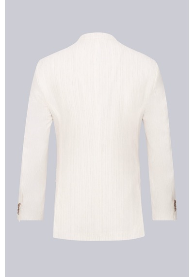 Hatemoğlu Ekru Slim Fit Mono Yaka Keten Ceket