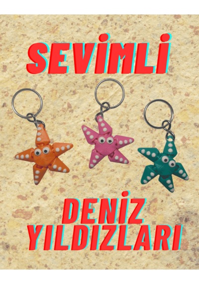 Sevimli Hareketli Deniz Yıldızı Anahtarlık - 1 Adet Çok Renkli