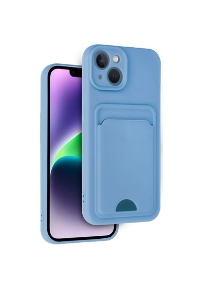 Apple İphone 14 Kılıf Kelvin Kartvizitli Silikon - Mavi