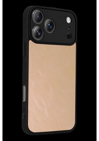 İphone 17 Pro Max Aras Deri Kapak - Pudra