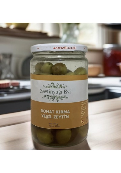 Yöresel Doğal Tatlandırma El Kırması Domat Sofralık Yeşil Zeytin İri Kalibre Cam Kavanoz 900 Gram 34811237