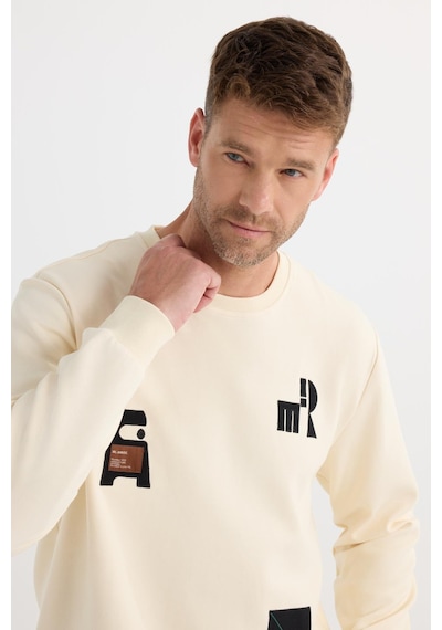 Tudors Erkek Relax Fit Rahat Kesim Pamuklu Lastikli Kol Bisiklet Yaka Baskılı Ekru Sweatshirt-37303 Ekru Tudors Erkek Relax Fit Rahat Kesim Pamuklu Lastikli Kol Bisiklet Yaka Baskılı Ekru Sweatshirt-37303 Ekru