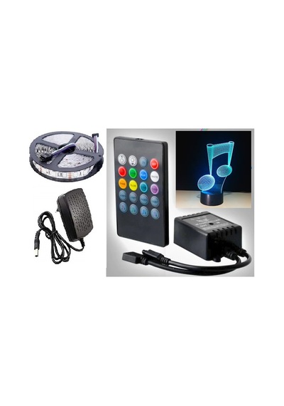 Led Rgb Şerit İç Mekan + Kumanda 5 Metre Müziğe Duyarlı Set