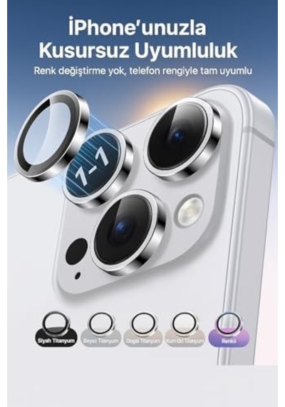 Premium Safir Kamera Lens Koruyucu İphone 17 Pro / 17 Pro Max, Havacılık Sınıfı Alüminyum Çerçeve, Ultra Hd Netlik, Çizilmeye Karşı Üstün Koruma Silver, İphone 17 Pro / 17 Pro Max