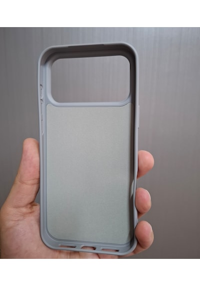 Apple Uyumlu iPhone 17 Pro Max Logolu İçi Kadife Silikon Lansman Kılıf Gri