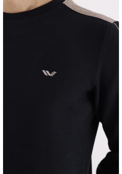 Rowinger Selanik Doku Yumuşak Tutuşlu Rahat Kalıp Yuvarlak Yaka Esnek Manşetli Sweatshirt Black