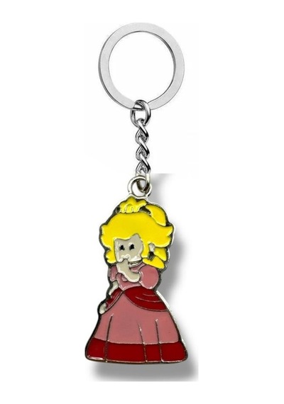 Super Princess Figürlü Pembe Anahtarlık Sevimli Retro Oyun Karakter Metal Aksesuar