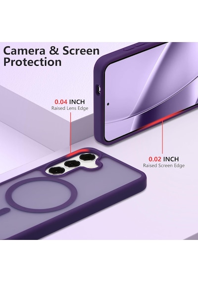 Samsung Galaxy A27 Ile Uyumlu Kılıf Magsafe Şarj Özellikli Mat Arka Yüzeyli Kapak Derin Mor