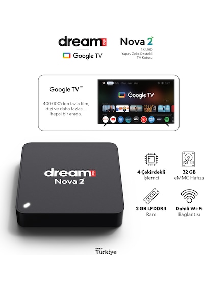 Nova 2 4k Lisanslı Android Ve Uydu Alıcısı Tuner Dönüştürücü Hediyesiyle Android 14 4k Stick Tuner + Tkgs Ayarlı