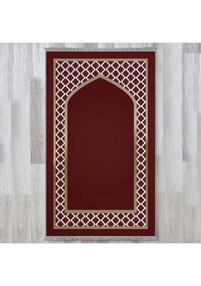 Evaşk EVASK803F66 Namazlık Dokuma Halı Kaymaz Muslumana Seccade Bordo