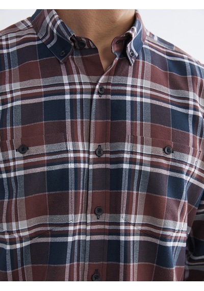 Lcwaıkıkı Classic Bordo Regular Fit Ekose Gabardin Erkek Gömlek