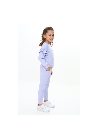 Toontoy Kids Toontoy Kız Çocuk 2'li Takım Baskılı Bisiklet Yaka Reglan Kol Fırfırlı Sweatshirt & Beli Paçası Lastikli Cepli Jogger Eşofman Altı - 2 İplik Açık Lila Toontoy Kids Toontoy Kız Çocuk 2'li Takım Baskılı Bisiklet Yaka Reglan Kol Fırfırlı Sweatshirt & Beli Paçası Lastikli Cepli Jogger Eşofman Altı - 2 İplik Açık Lila
