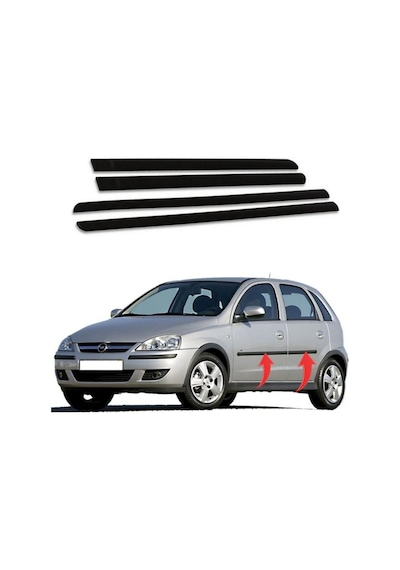 Opel Corsa C 00 > - Kapı Cıta Takımı Sıyah 4 Parca - 5171547-Wisco