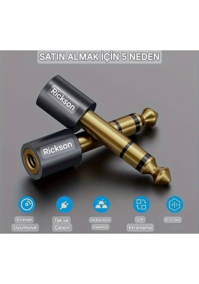 Riksoin 6.5mm To 3.5mm Dönüştürücü Ses Adaptörü Hi-fi Ses Teknolo