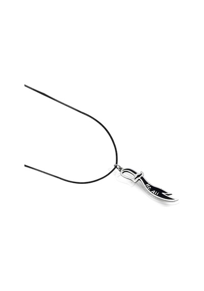 Oya Silver Siyah Mineli Hz. Ali Yazılı Zülfikar Kılıcı Gümüş Kolye Ucu 4.4x1cm Oyot335