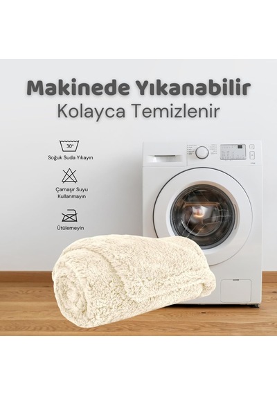 Kedi Köpek Battaniyesi Premium Peluş Evcil Hayvan Uyku Battaniyesi Yıkanabilir Krem 60x80