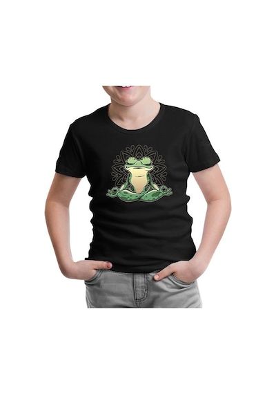 Lord Tshirt Meditating Frog Siyah Çocuk Tshirt 001