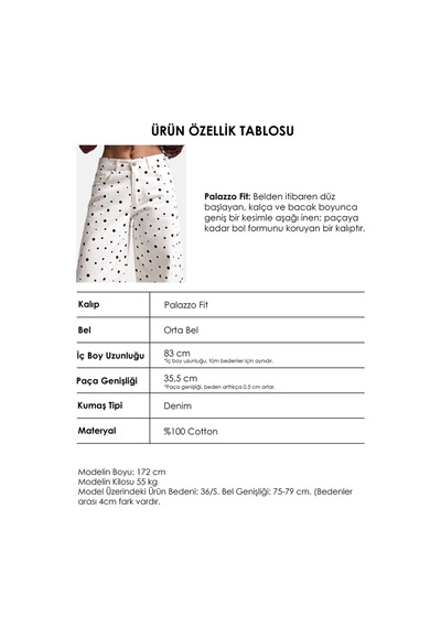 it's basic Kadın Kırık Beyaz Puantiye P1-7s6-101 Palazzo Fit Denim Jean