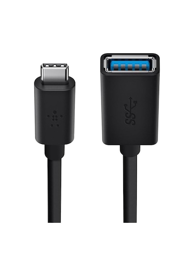 Adaptör Usb-c - Usb-a 15 Cm, Usb-c Fişi, Usb-a Soketi, Macbook Ve Chromebook İçin Uygun Siyah