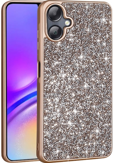 Zore Galaxy Uyumlu A06 Kılıf Parlak Taşlı Tasarım Sys Pırlanta Kapak - Gold Gold