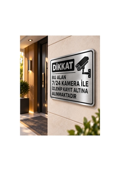 Dikkat Bu Alan 7 24 Kamera İle İzlenip Kayıt Altına Alınmaktadır Gümüş Levha A5 Boyutunda Sürpriz Hediyeli