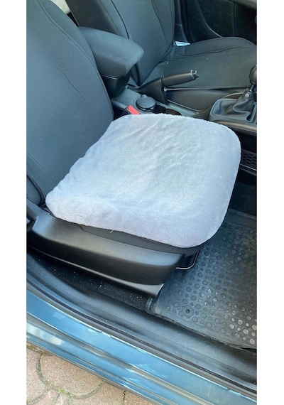 Yumuşak Tüylü Peluş Serme Oto Koltuk Koruyucu Minder Ön Tekli Gri Gri