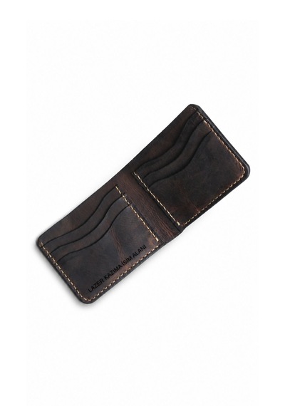 Craft & Luna Hakiki Deri Erkek Bifold Cüzdan Castle El Yapımı Kişiselleştirilebilir Kahverengi