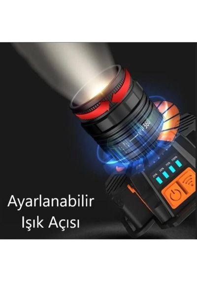 2000lümen Ultraışık Şarjlı 4000mah Powerbankli Elsensörüyle Açılıp Kapatılabilen Kafa Lambası Siyah