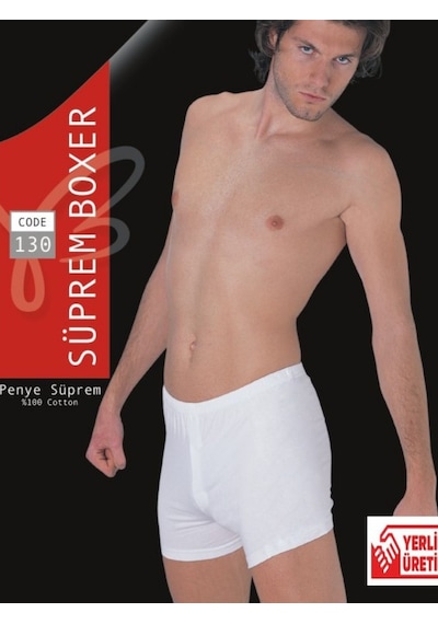 Erkek Beyaz Süprem Penye Boxer %100 Pamuklu 3 Lü Paket 130-3b Beyaz