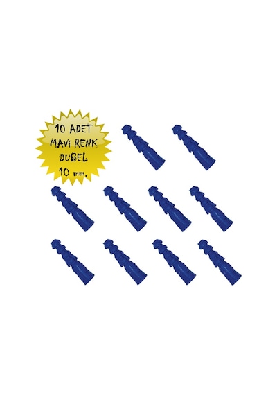 10 Adet Mavi Renk Dübel 10 Mm.