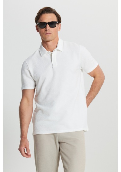 Altınyıldız Classıcs Erkek Beyaz Pamuklu Slim Fit Dar Kesim Polo Yaka Jakarlı Esnek Tişört Altınyıldız Classıcs Erkek Beyaz Pamuklu Slim Fit Dar Kesim Polo Yaka Jakarlı Esnek Tişört