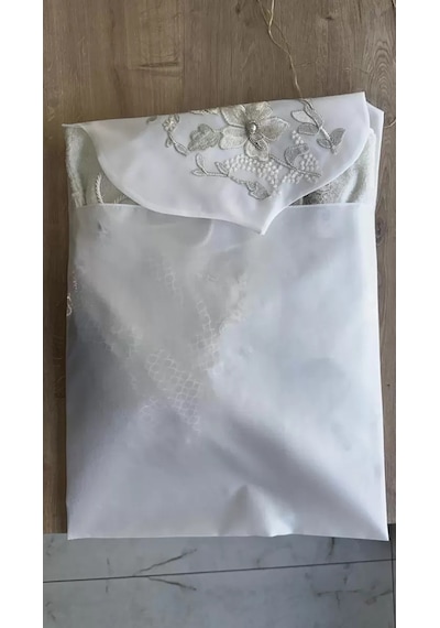 Fransız Güpürlü Zarf Bohça Nişan Söz Saten Bohça Lüks 3 Boyutlu Çeyizlik Bohça 50x50 Cm 1 Adet