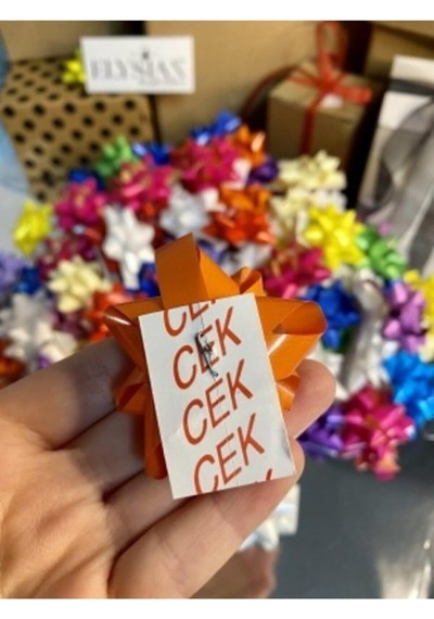 25 Adet Rengarenk Yapışkanlı Fiyonk Yıldız Hediye Paketi Süsleri, 5879 Genel
