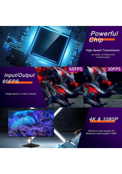 4k Usb 3.0 Video Capture Görüntü Yakalama Adaptörü Usb 4k 1080p Akış Öğretim Video Konferans Ve