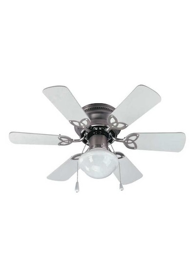 Vanti Kcf278 60w 30 İnç Ahşap Beyaz 6 Kanatlı Lambalı Avizeli İpli Tavan Vantilatörü