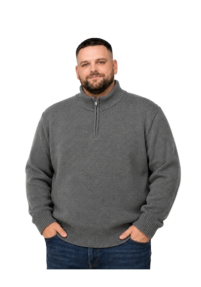 Battalmoda Erkek Büyük Beden Füme Hattush Dik Yaka Cepli Triko Hırka 3xl-4xl-5xl-6xl