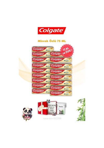 Colgate Misvak Özlü Diş Macunu 17 x 75 ML + Rosie Pamuk