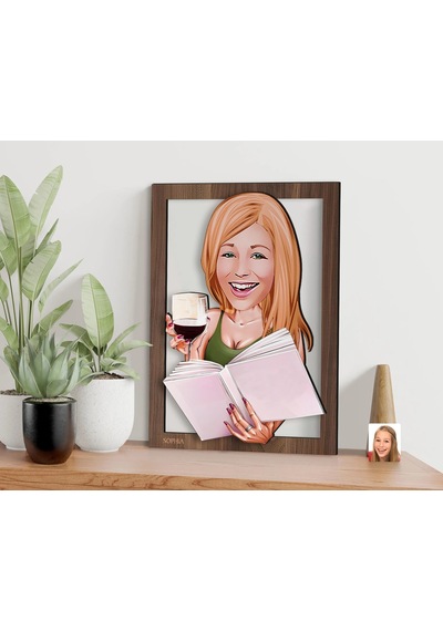 Bk Gift Kişiye Özel Kadın Karikatürlü 3d Ahşap Tablo-100, Arkadaşa Hediye, Karikatürlü Tablo Kobitmeyen138370 Bk Gift
