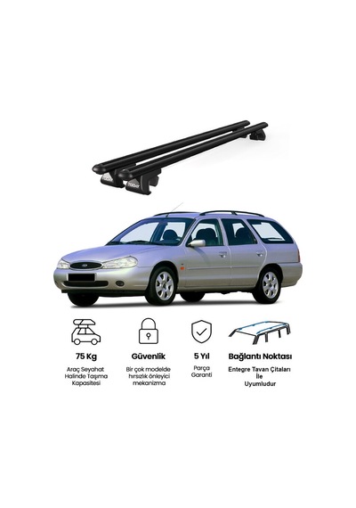 Venüs Ford Mondeo Sw-mkı-/-mkıı 1993-2000 Uyumlu Siyah Ara Atkı Port Bagaj Tavan Barı