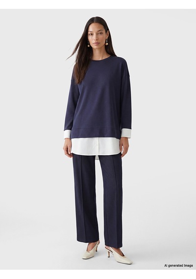 Lcw Everyday Mavi Soft Touch Oversize Kadın Sweatshirt Tunik