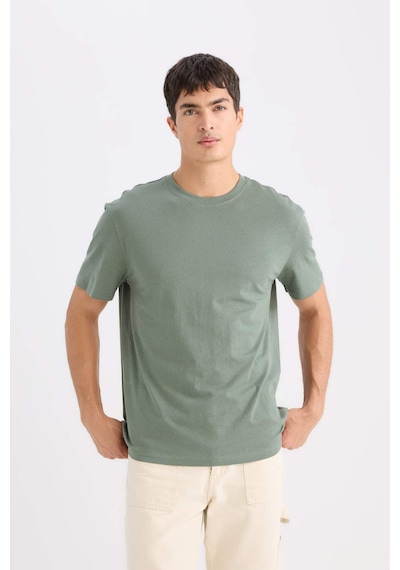 DeFacto %100 Pamuk New Regular Fit Bisiklet Yaka Basic Düz Kısa Kollu Tişört V7699AZ25SPGN470