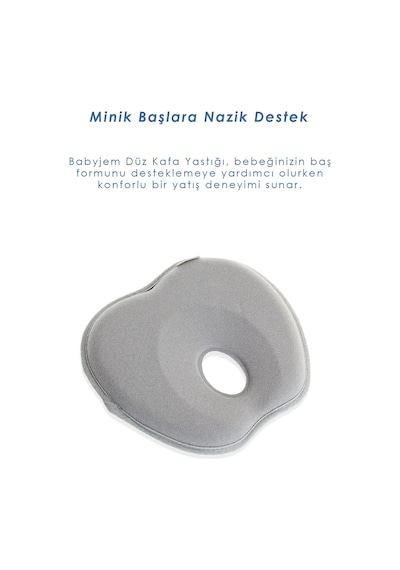 Babyjem Bebek Düz Kafa Yastığı Düz Kafa Engelleyici Yastık Gri