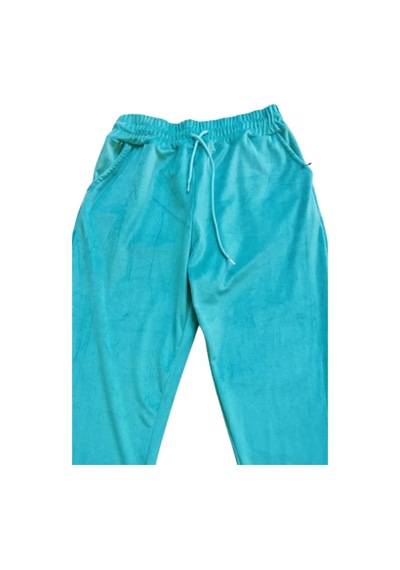 Najmaddin.com Tedar Parlak Kadife Cepli Pantolon Eşofman Pijama Altı Unisex Lastikli Paça Yeşil Najmaddin