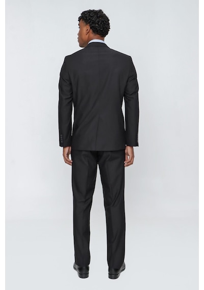 İmza Siyah Mono Yaka Gabardin Astarlı Tek Yırtmaç Esnek 4 Drop Comfort Fit Basic Takım Elbise 1001255009