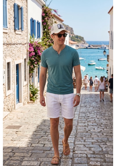 Buratti Pamuklu V Yaka Slim Fit Erkek T Shirt 5902122 Açık Mavi