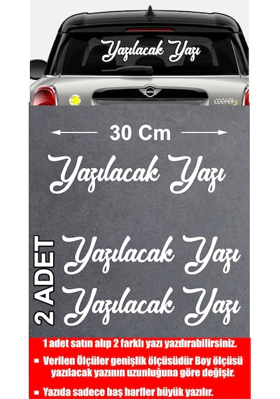 Kişiye Özel Ad Soyad Sticker 2 Adet - Araba Oto Motosiklet Karavan Sticker - 00121 30 Cm