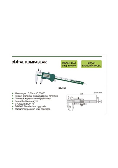 Insize 1112-150 Dijital Kumpas( Ekonomik Model)