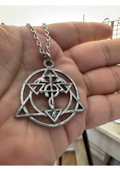Simya Sembolü Figürlü Kolye 60 Cm Zincirli Ezoterik Ve Gotik Temalı Unisex Takı Çok renkli